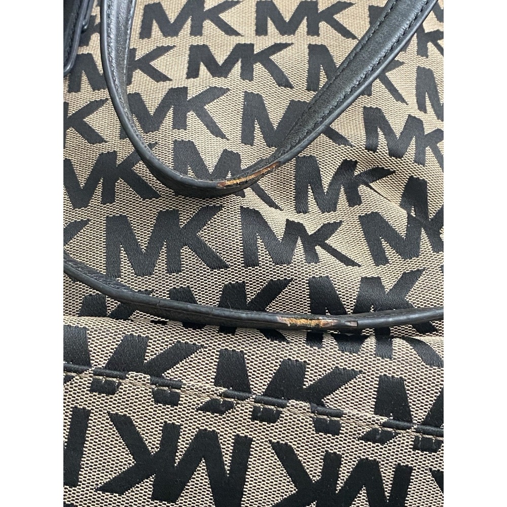 Michael Kors Signature Classic Black Monogram MK Jet Set Tote Hand Bag Purse - Picture 16 of 16
